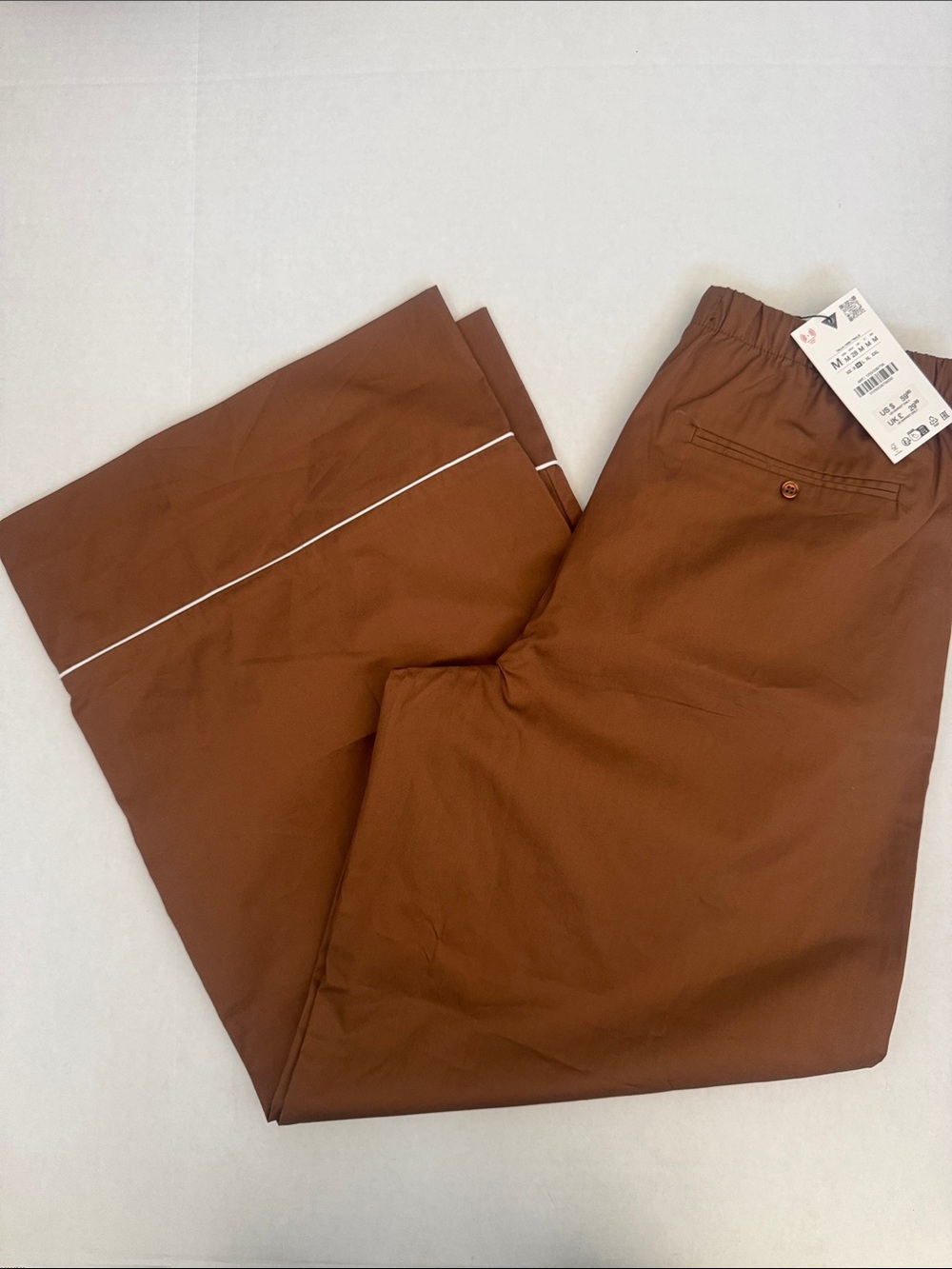 Zara Women Brown wide leg Drawstring Pants